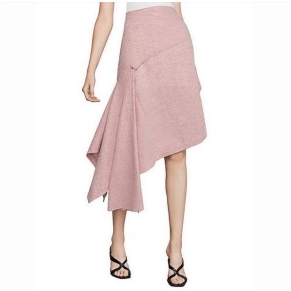 🆕BCBGMAXAZRIA Pinstriped Asymmetric Skirt In Lipstick Red. Size Large.NWT - Picture 2 of 10